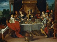 GG 101  GG 101, Frans Francken d.J. (1581-1642), König Midas bei Tisch, Kupfer, 31,8 x 51,1 cm : Personen